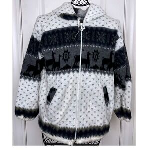 Artesanias Tuntaquimba Alpaca Wool‎ Hoodie Sweater Llama Sun Vintage Unisex M